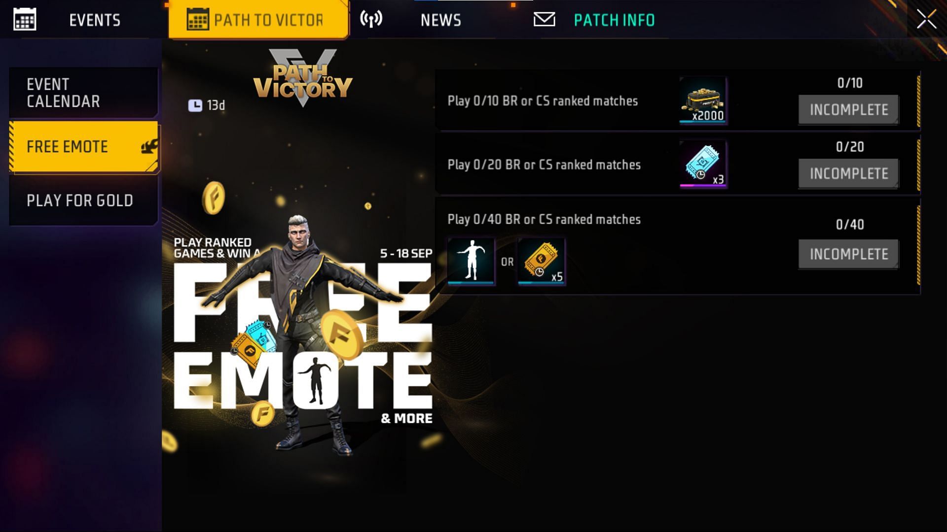 Free Emote इवेंट (Image via Garena)