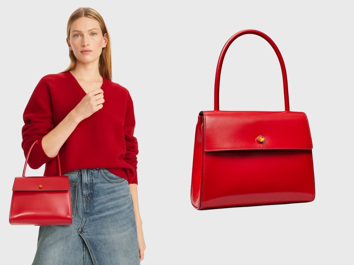 The Tory Burch red small Deville bag (Image via Tory Burch)