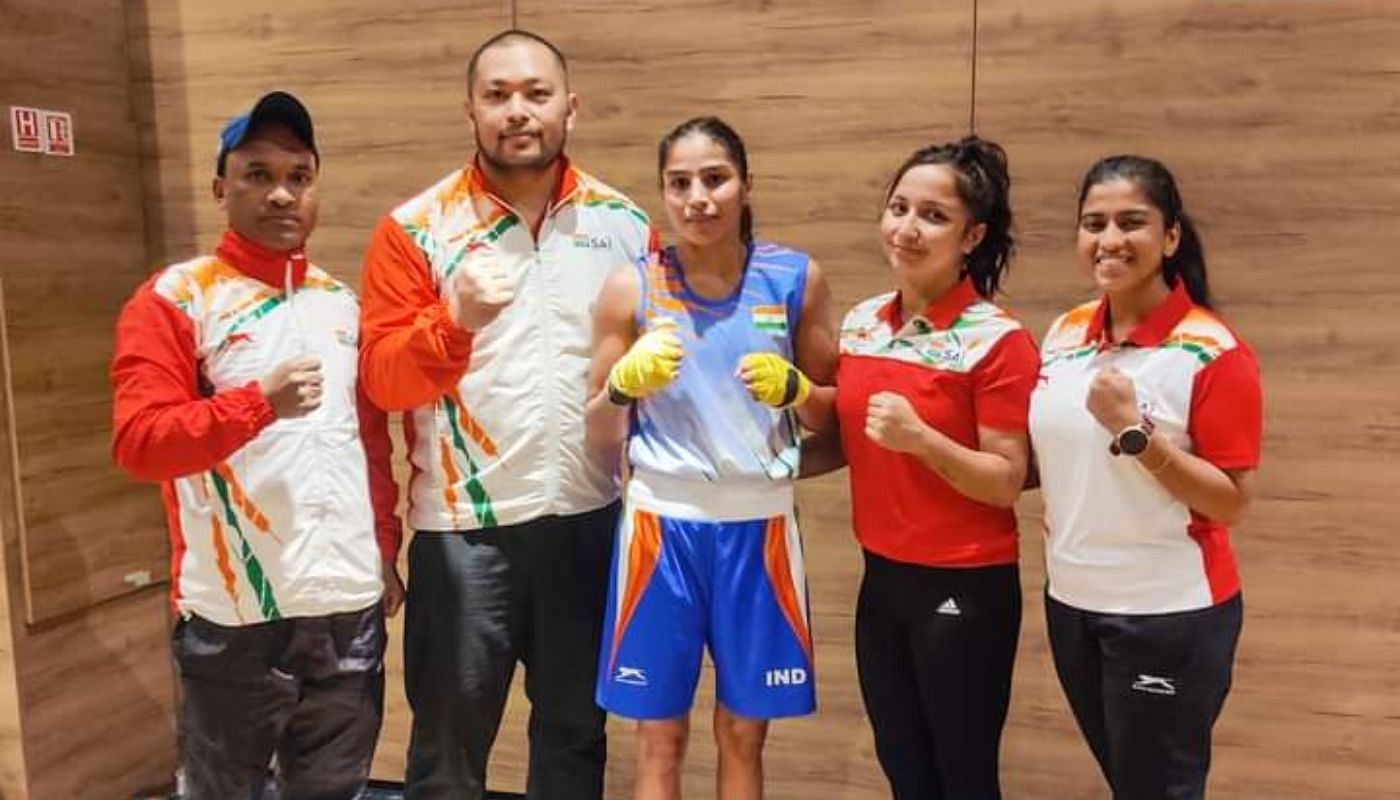  Manju Rani outshines Petra Mezei of Hungary with a convincing 5-0 win at the 21st Mustafa Hajrulahovic Memorial Tournament (Image via Boxing Federation of India)