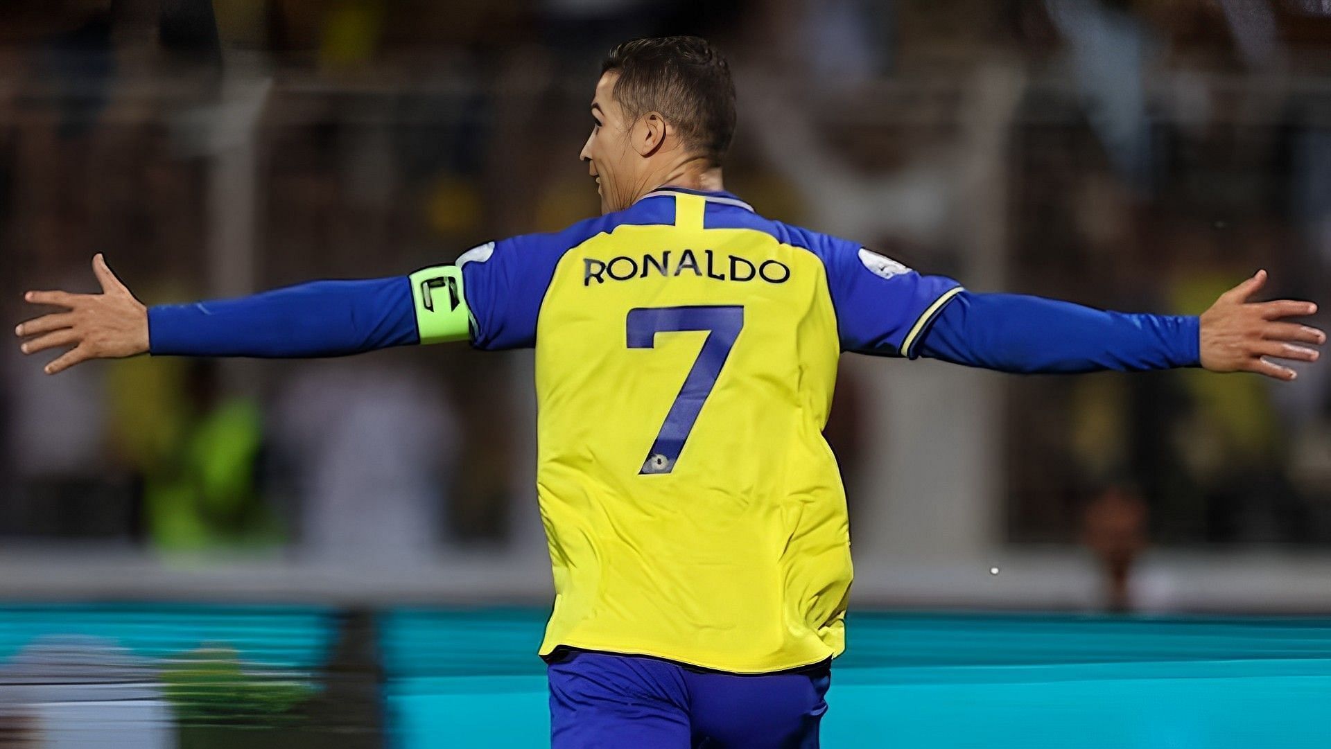 Cristiano Ronaldo celebrating a goal at Al Nasar (Image via Getty)