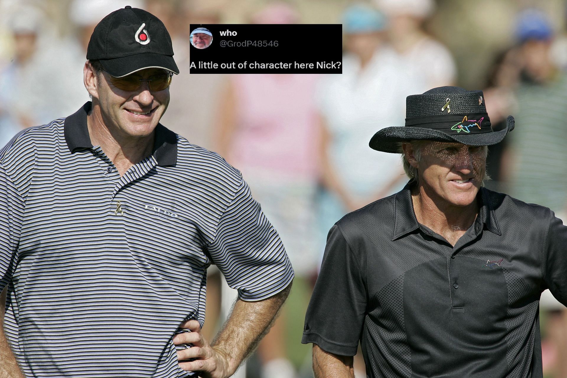 Nick Faldo took a dig at Greg Norman on Twitter