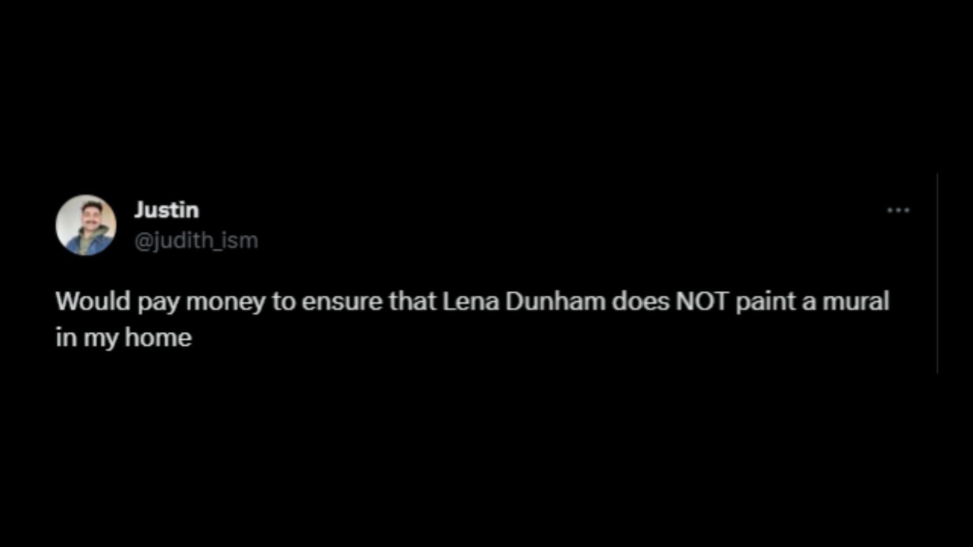 Screenshot of an X user remarking on Lena Dunham offering to paint a mural of a person for an auction bid to support crew through strike. (Photo via @DiscussingFilm/X)