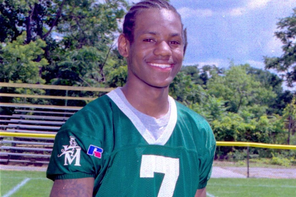 A young LeBron James during his football playing days