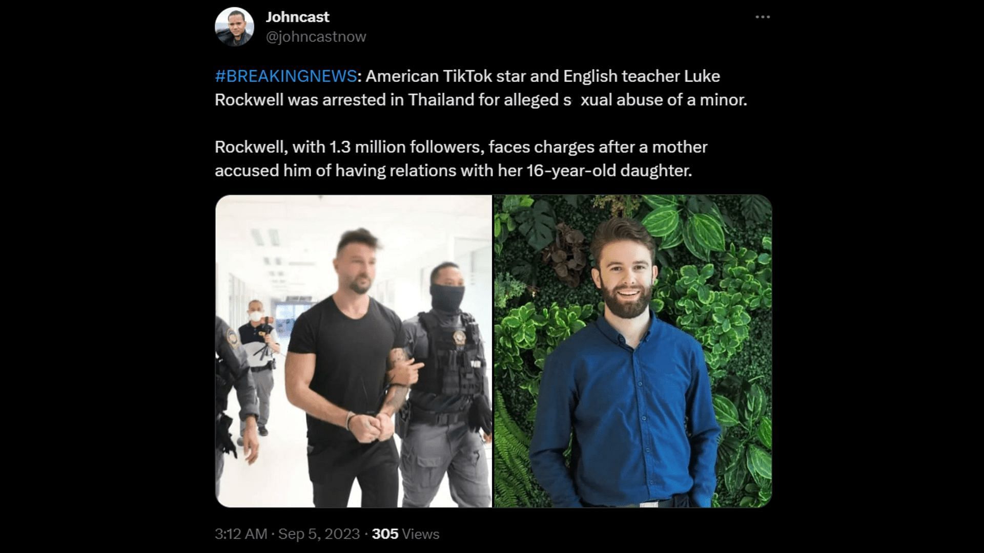 Luke Rockwell&#039;s alleged child abuse incident was reported by an X user. (Image via X/Johncast)