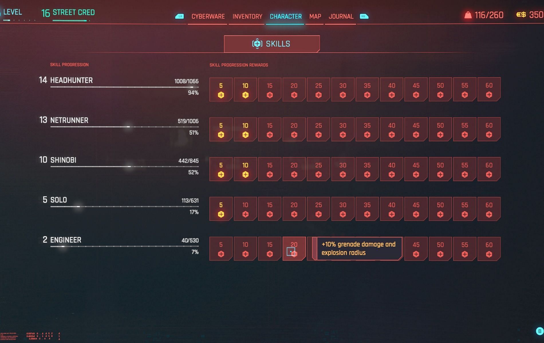 Engineer Skills (image via Cyberpunk 2077 Phantom Liberty)