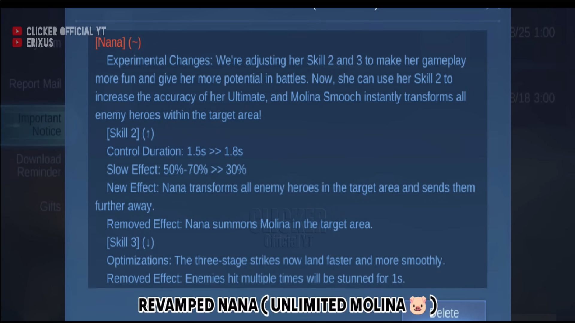 Nana will get a revamp in MLBB (Image via YouTube/Clicker Official YT)