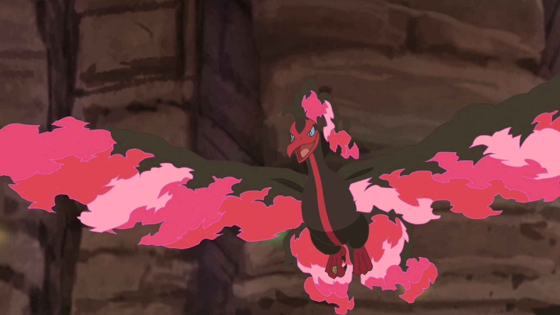 Galarian Moltres as seen in the anime (Image via The Pokemon Company)