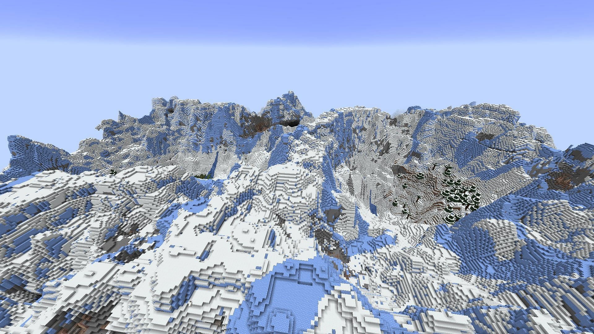 A massive frozen peak biome at spawn (Image via Mojang)