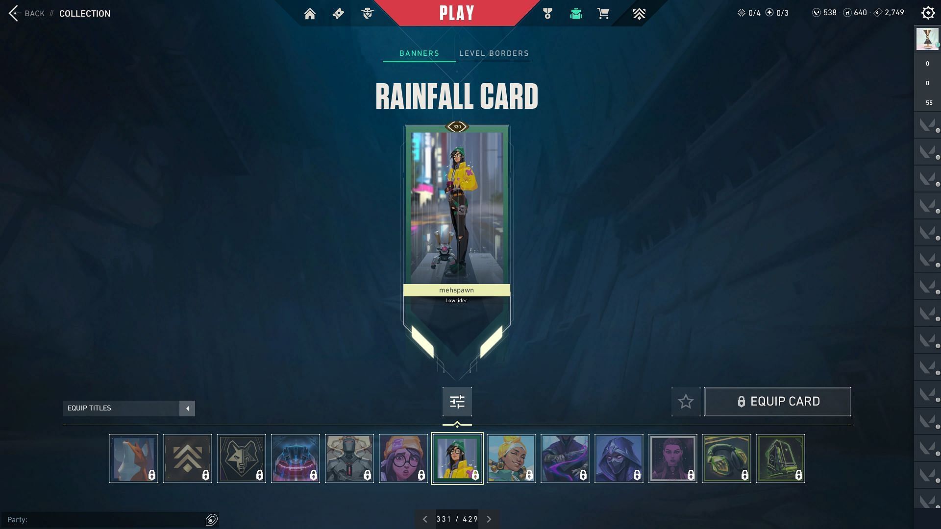 The Rainfall Player Card (Image via Riot Games)
