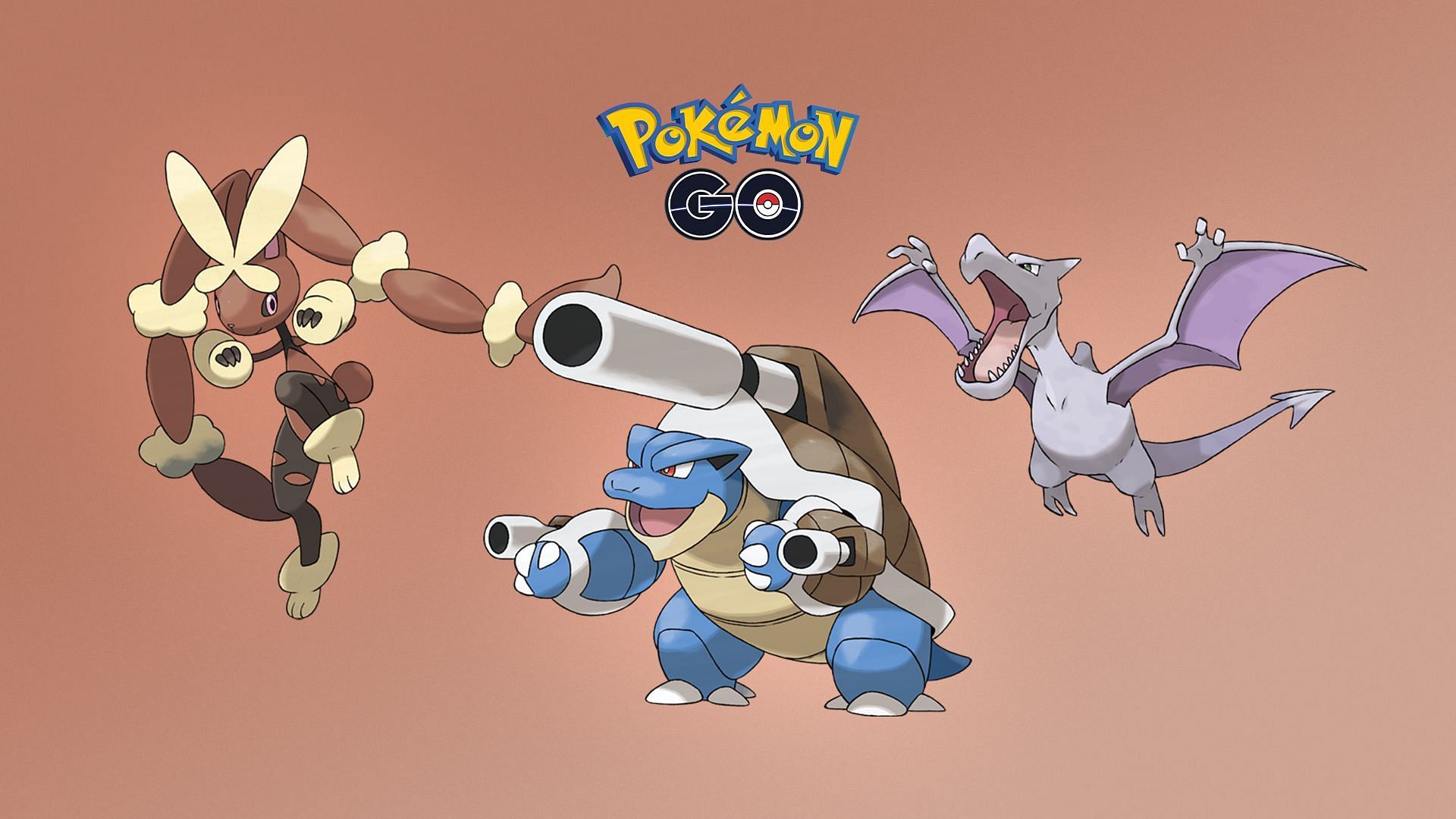 Mega Lopunny, Mega Blastoise, and Aerodactyl in Pokemon GO (Image via Sportskeeda)