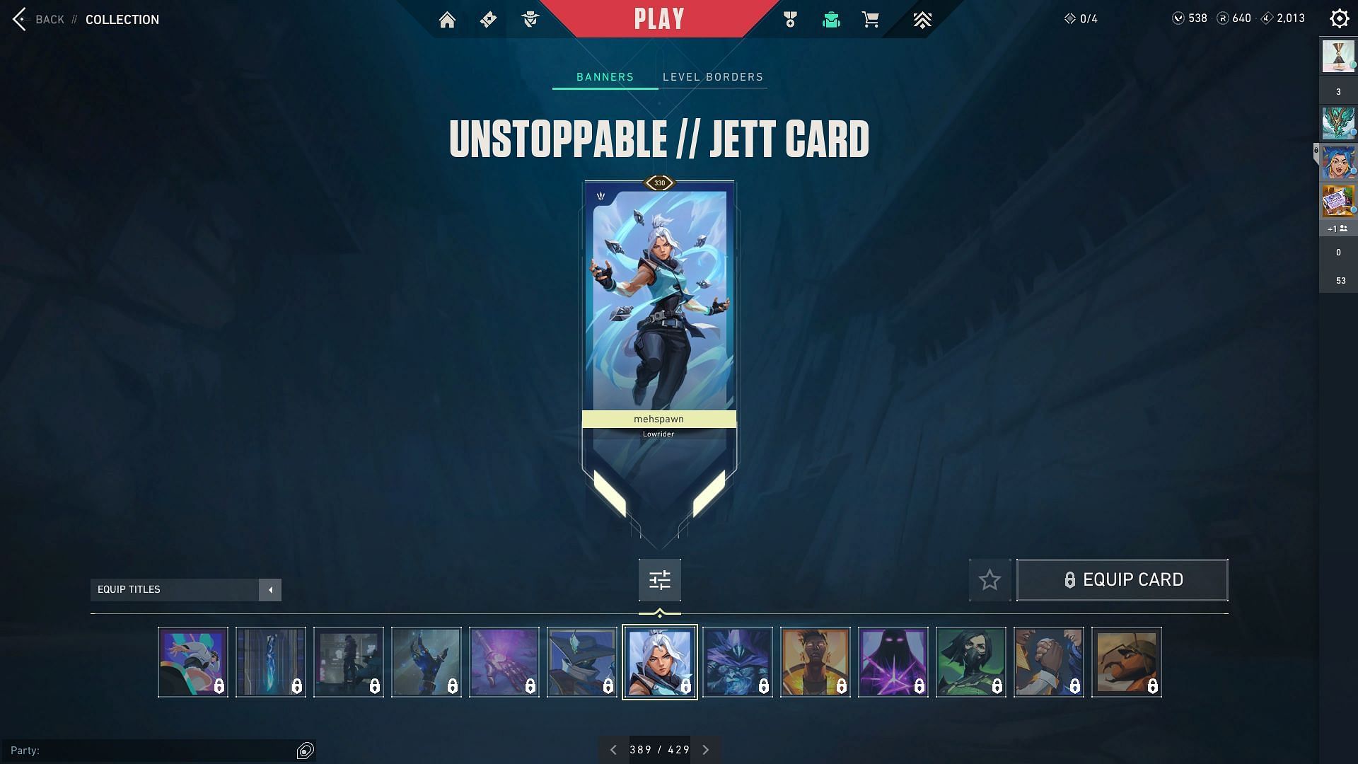 The Unstoppable // Jett Player Card (Image via Riot Games)