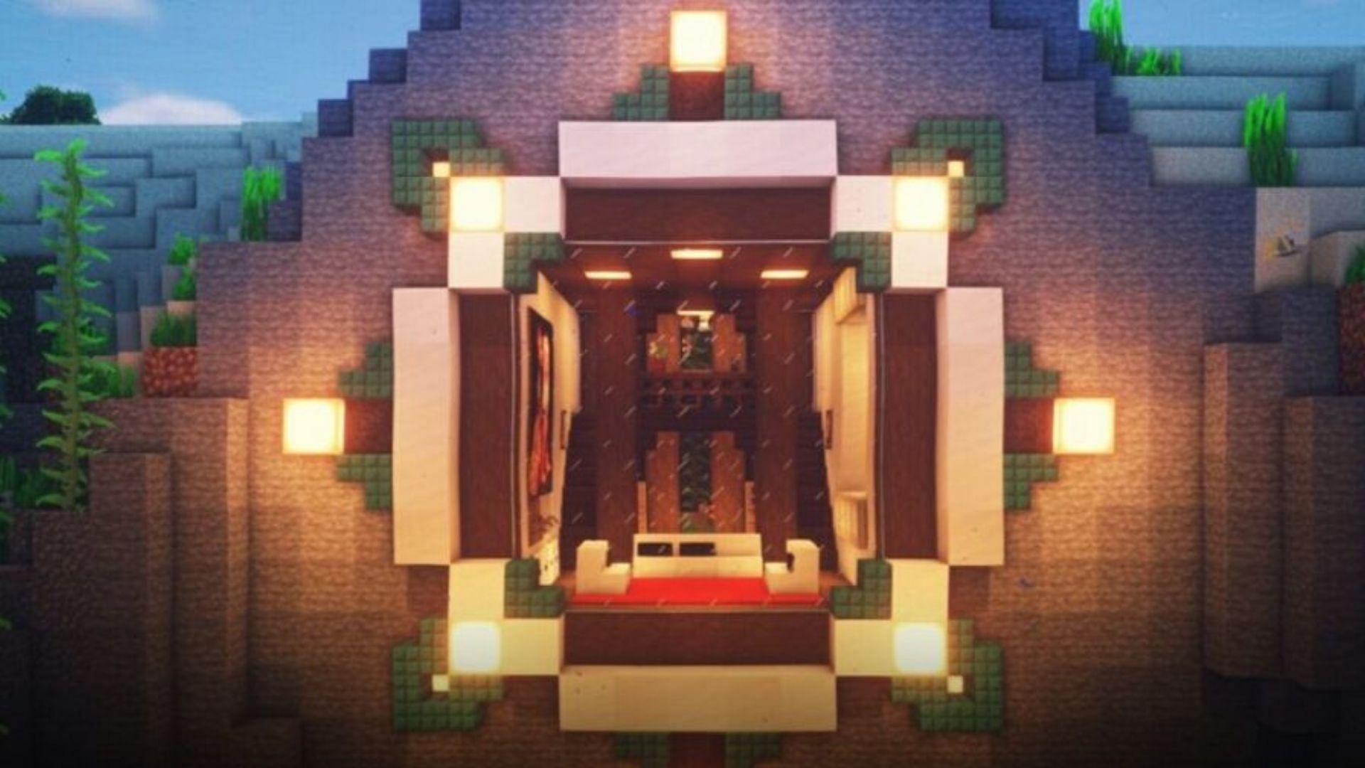 Underwater mountain house in Minecraft (Image via Mojang Studios)