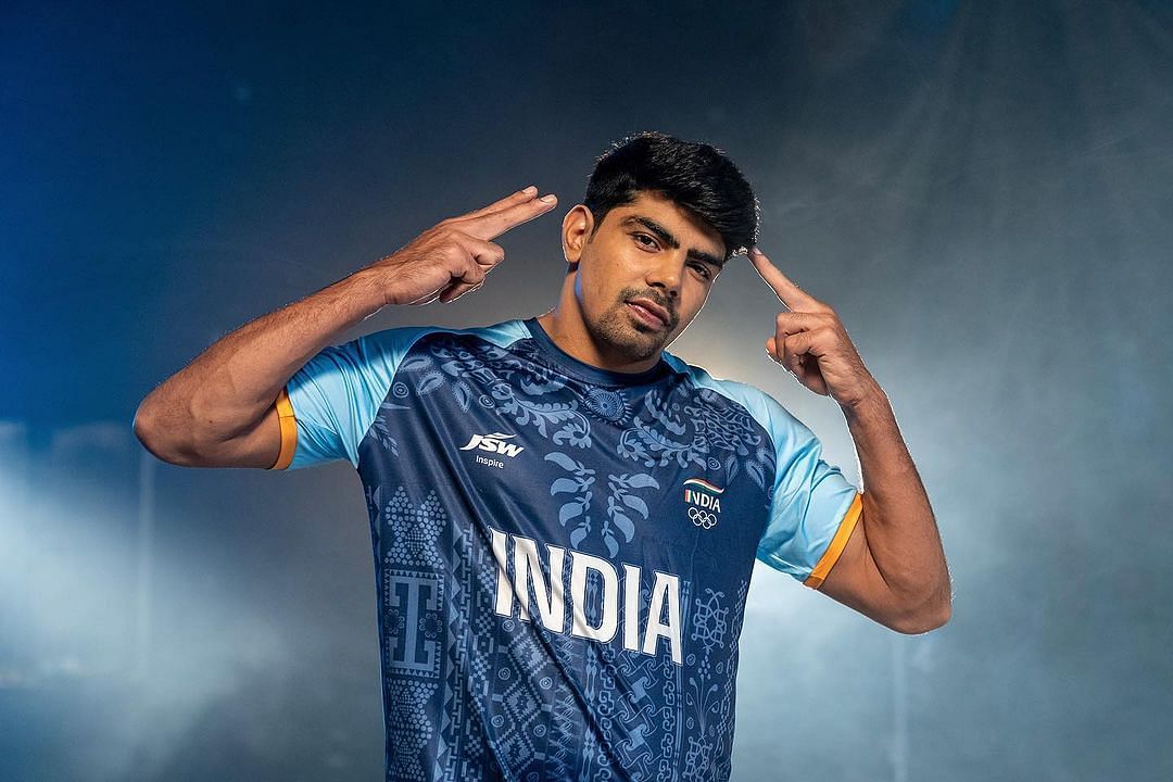 Pawan Sehrawat dons the Indian jersey for Asian Games 2023. (Picture Credits: Instagram)