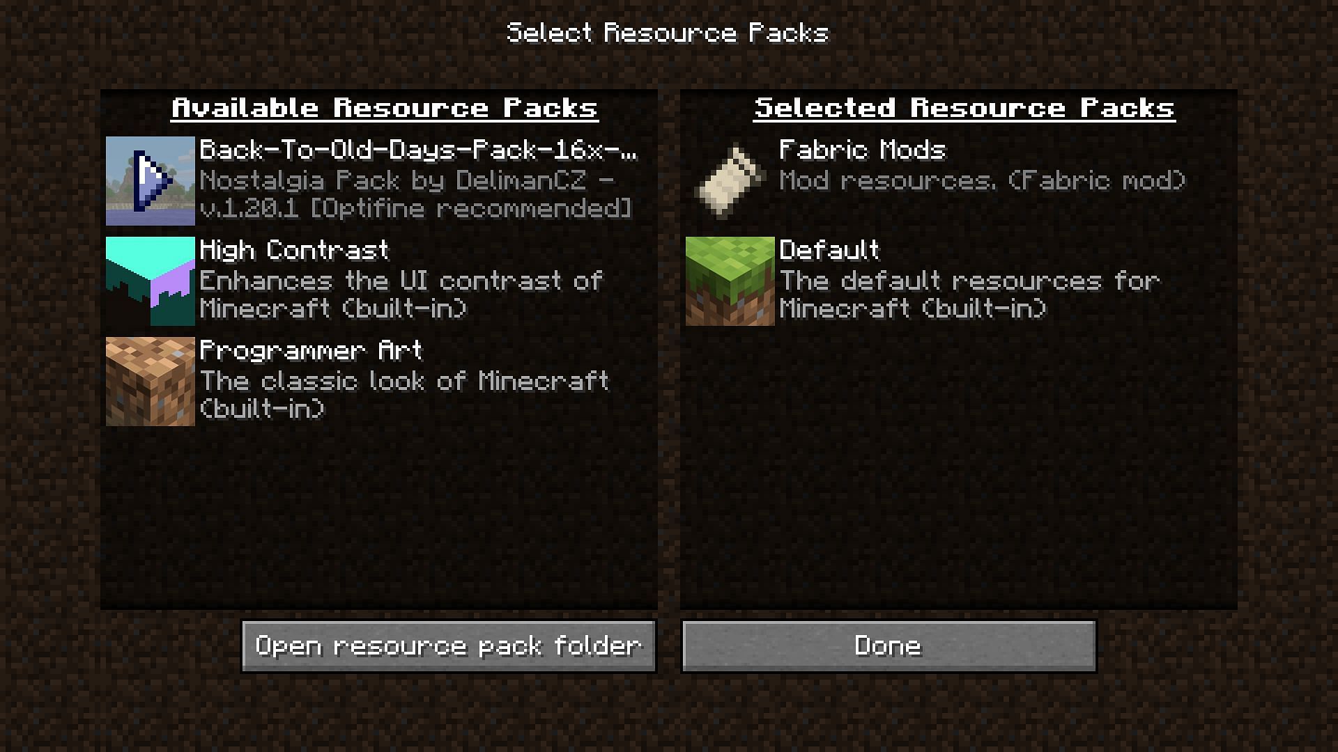 The resource pack can then be activated from the game itself (Image via Mojang)
