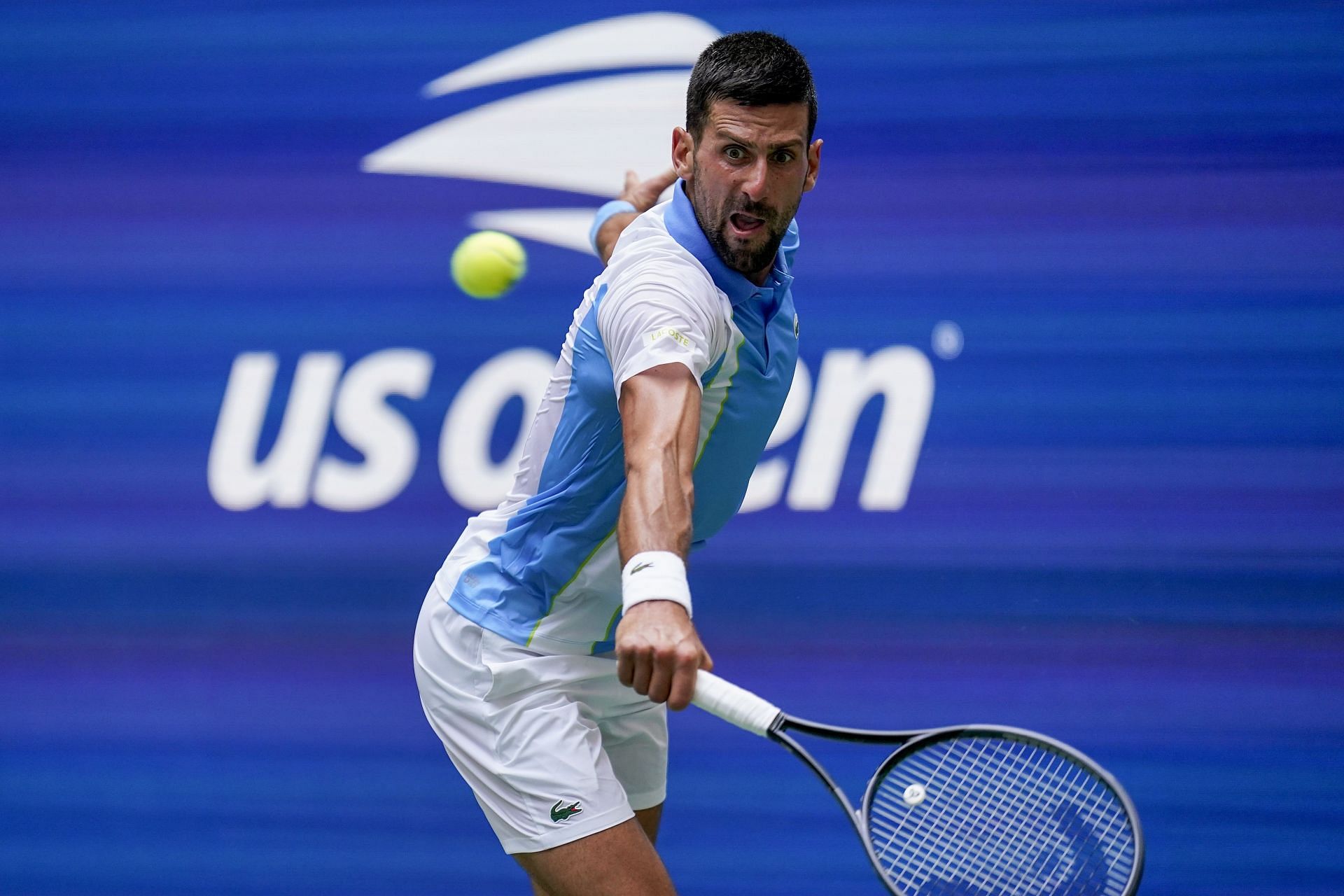 Novak Djokovic in action at the US Open