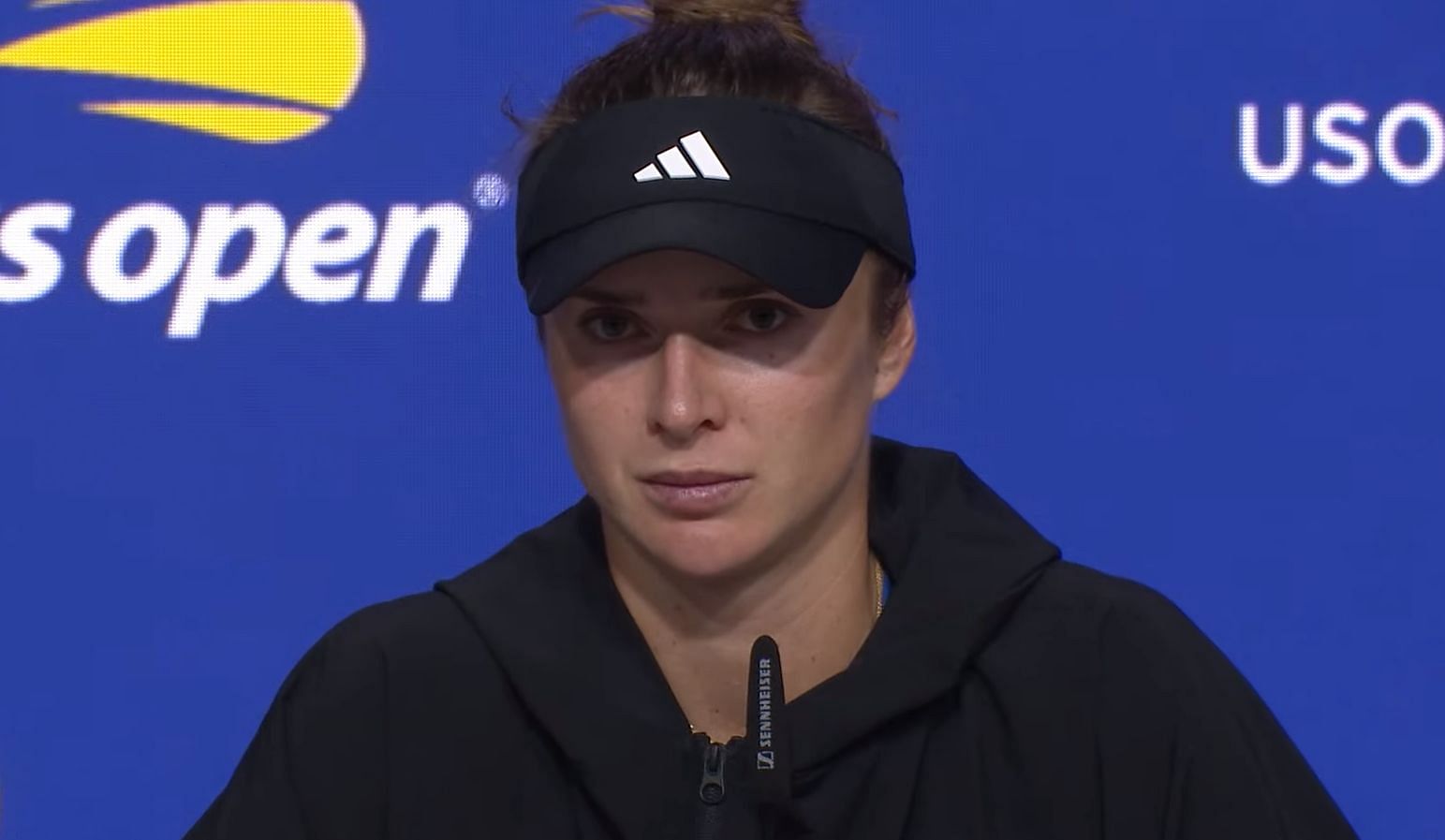 Elina Svitolina addresses the media during the US Open.