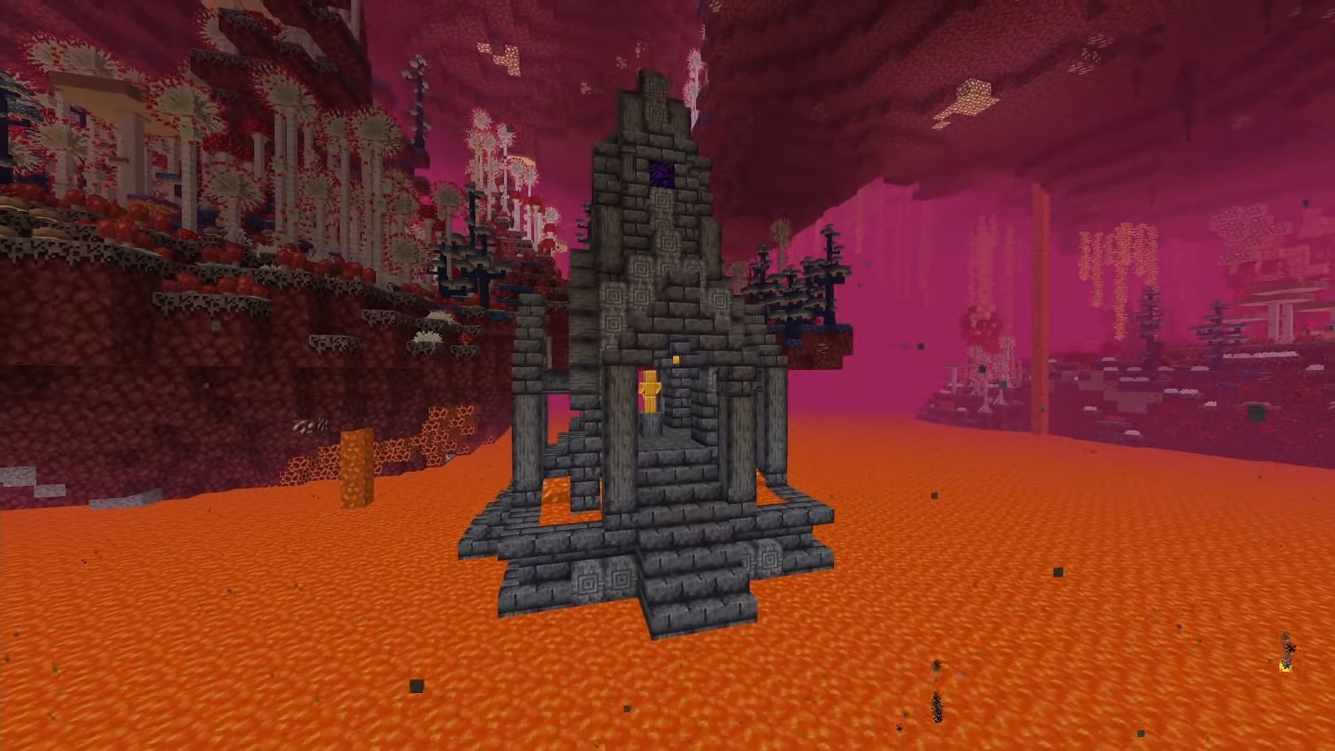 BetterNether revamps the fiery dimension with all-new biomes, structures, and more (Image via Crimson Gaming/YouTube)