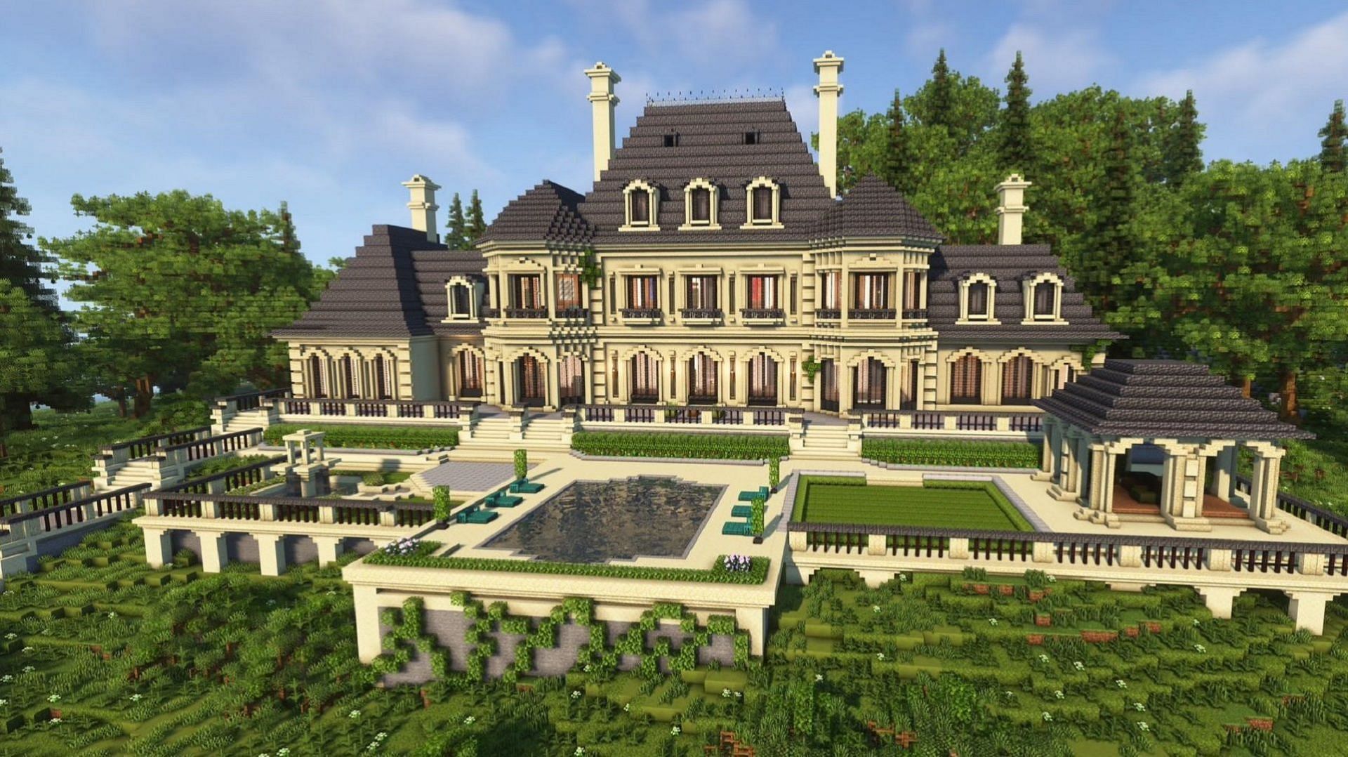 Sandstone blocks fit perfectly with certain mansion designs and shouldn&#039;t be ignored (Image via Waspycraft1/Reddit)
