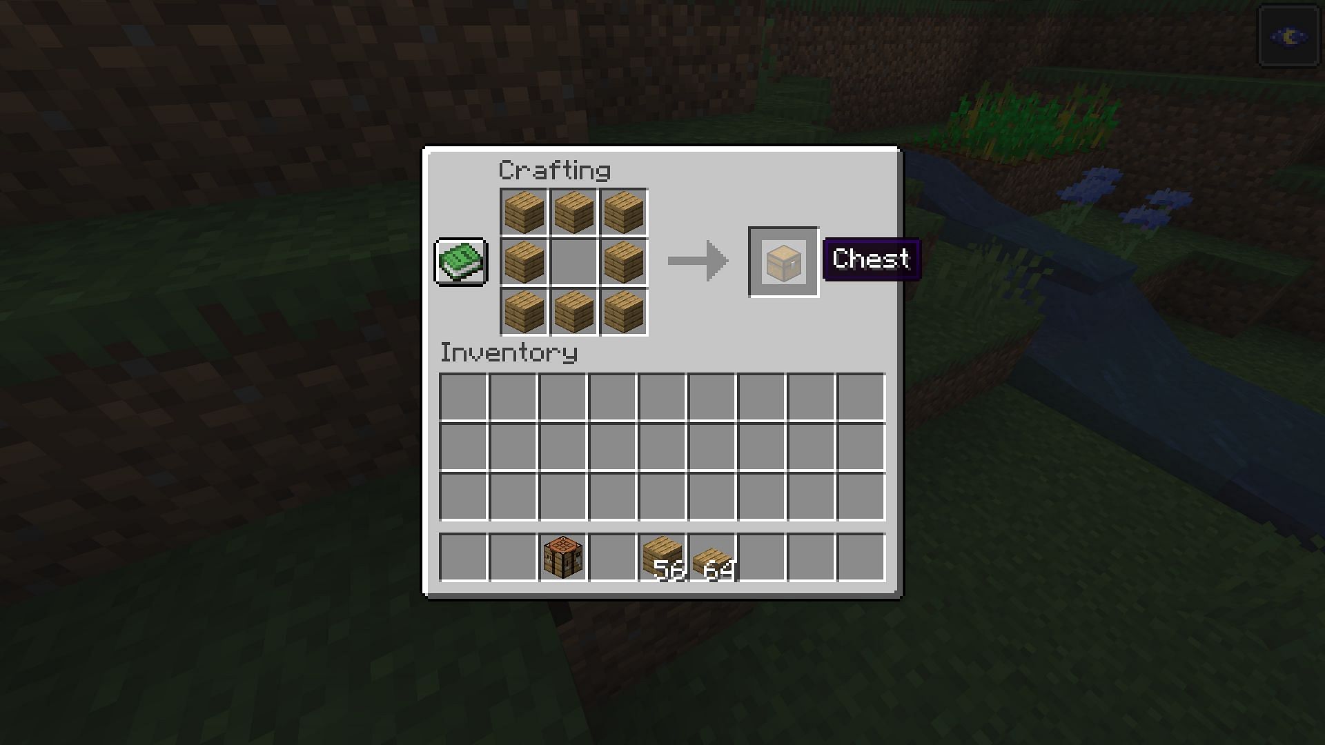 Chests require less crafting time as players don&#039;t need to prepare slabs (Image via Mojang)