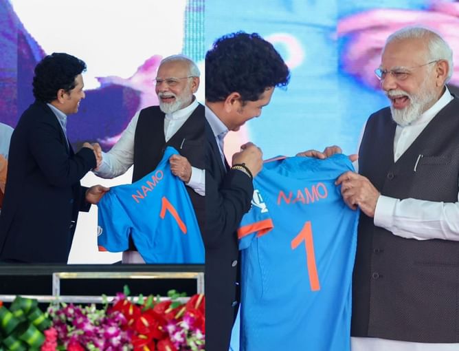 [Watch] Sachin Tendulkar presents Team India jersey to Prime Minister Narendra Modi