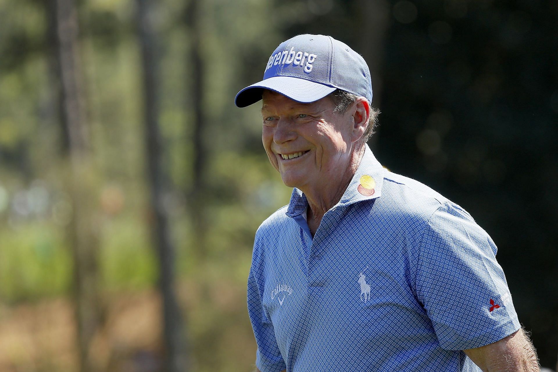 Tom Watson reacts during the Par 3 Contest prior to the 2019 Masters 