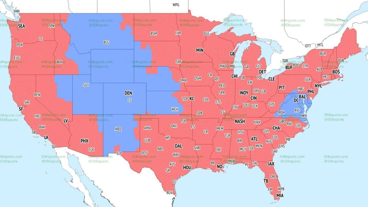 CBS TV Coverage Map (Late games). Credit: 506 Sports