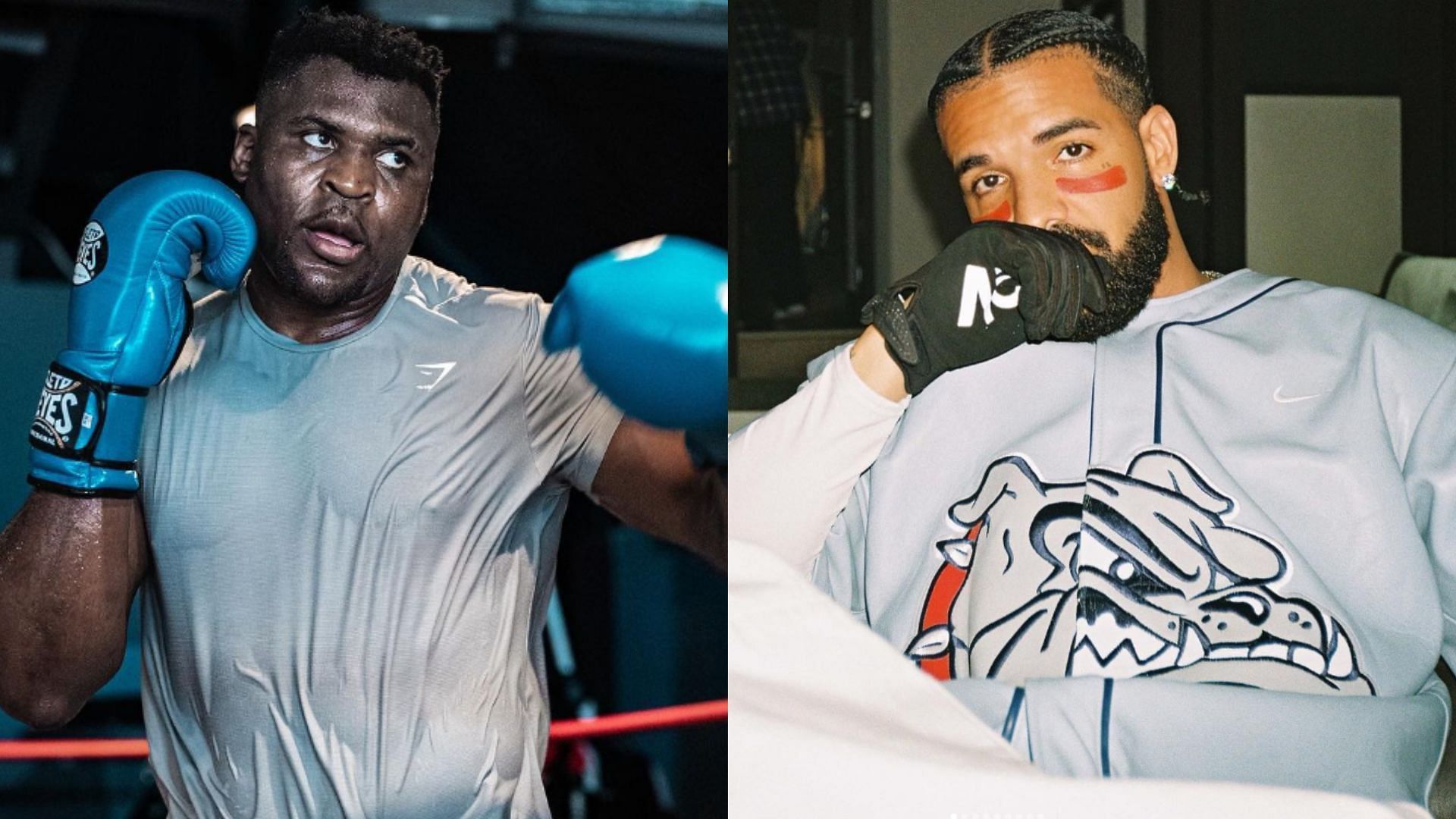 Francis Ngannou (left), Drake (right) [Images courtesy of @francisngannou &amp; @champagnepapi on Instagram]