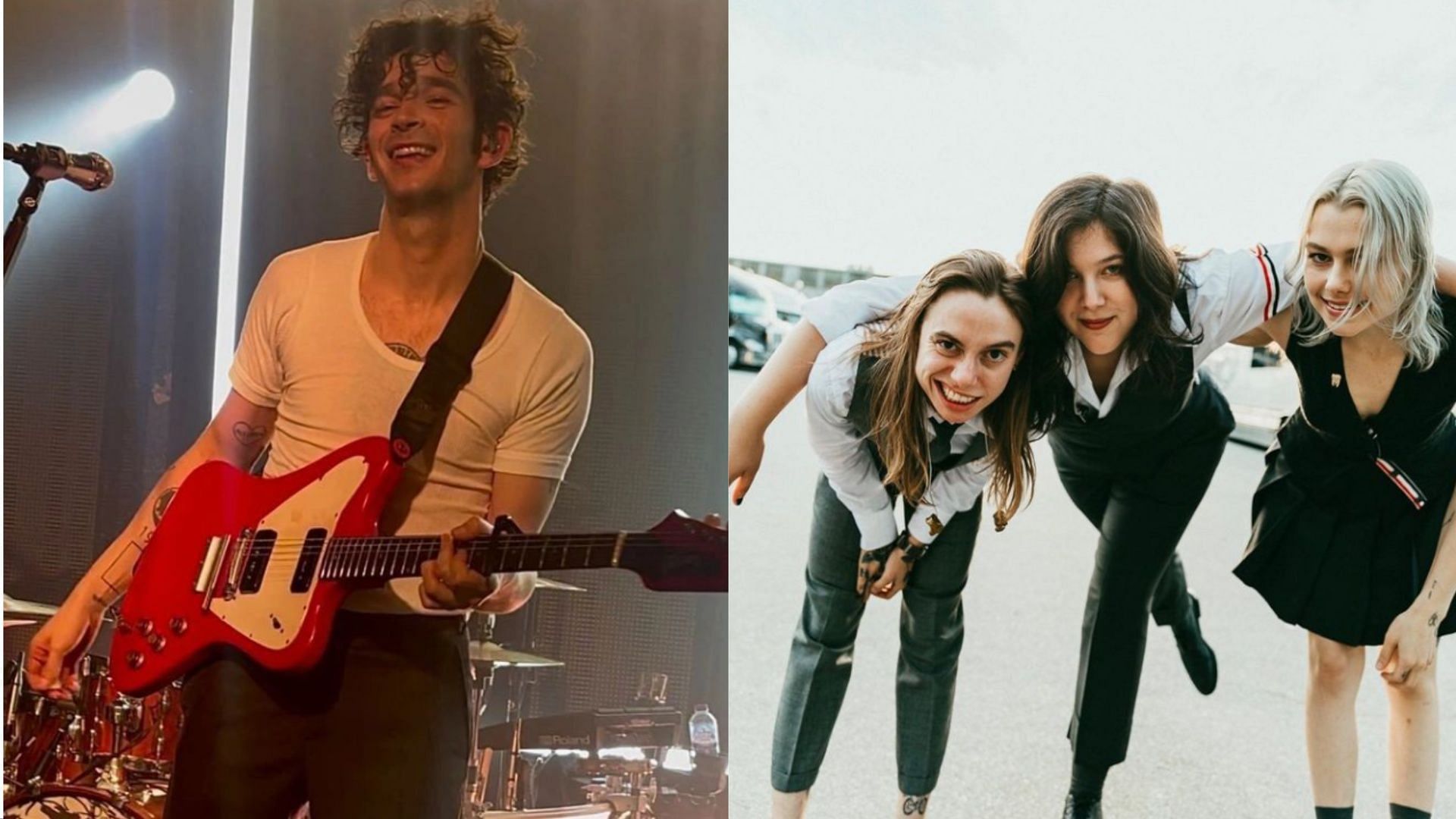 Matty Healy recently made an insensitive joke about the indie supergroup Boygenius. (Image via Instagram/mattyugh/xboygeniusx)