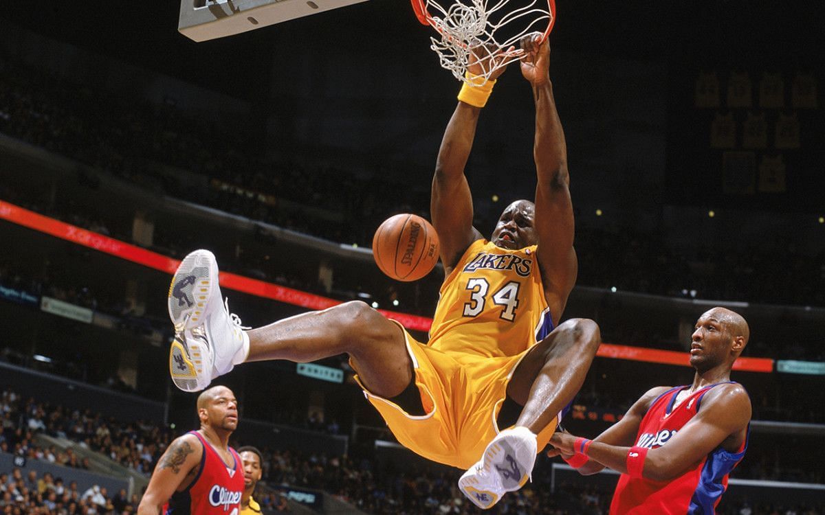 Shaquille O&#039;Neal with a monster dunk