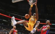 Shaquille O'Neal with a monster dunk