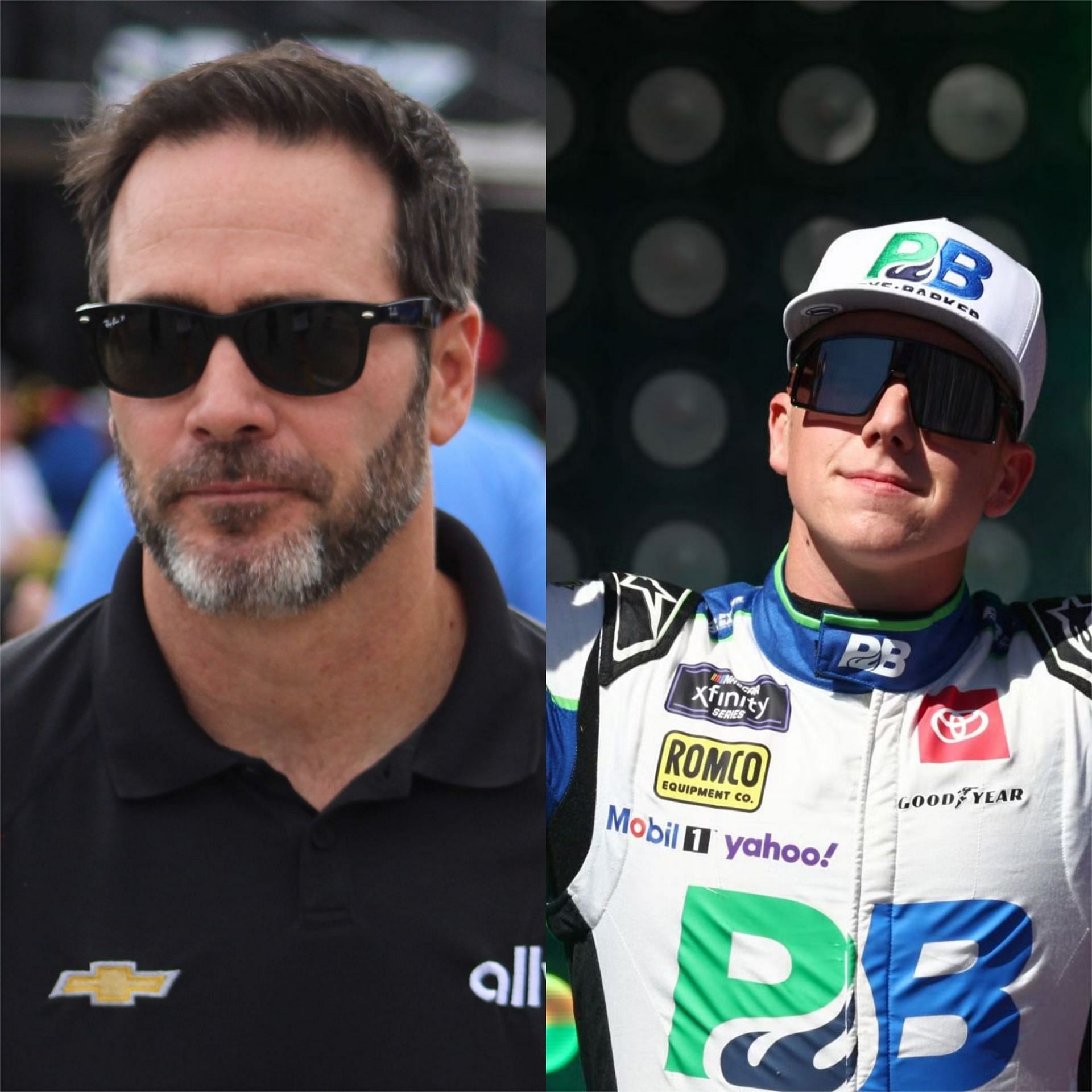 (L-R) NASCAR Cup Series drivers Jimmie Johnson and John Hunter Nemechek.