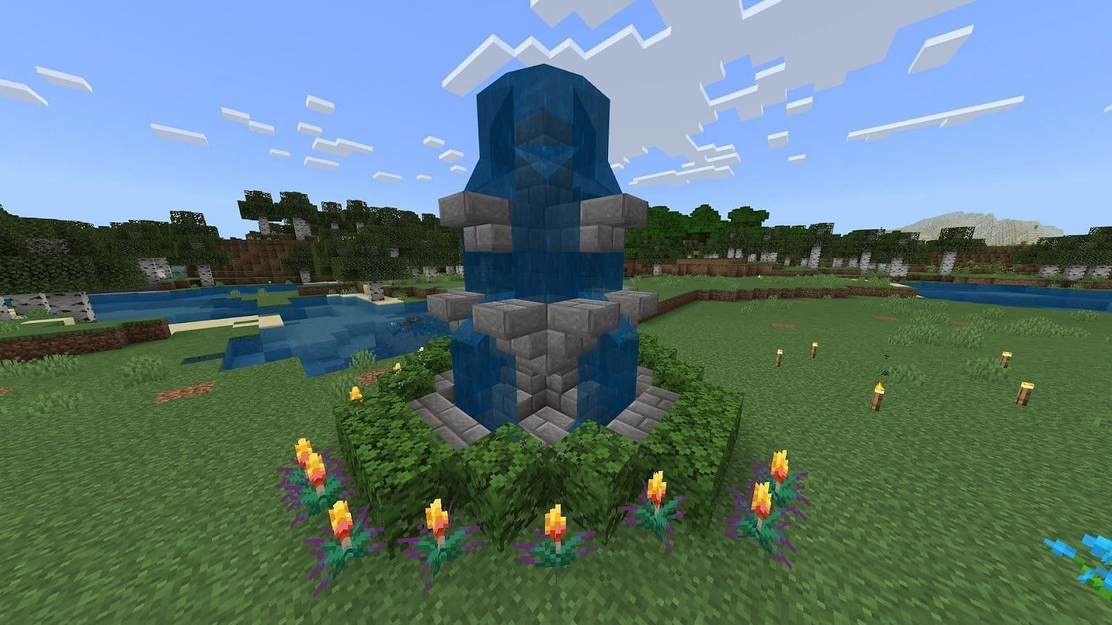 A simple fountain that adds aesthetics to the base (Image via Mojang)