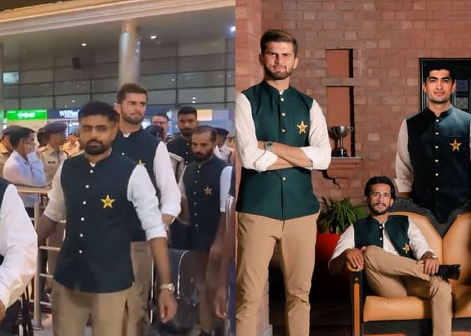 "Great welcome thus far!"- Shaheen Afridi after receiving a warm reception in Hyderabad on their arrival in India ahead of World Cup