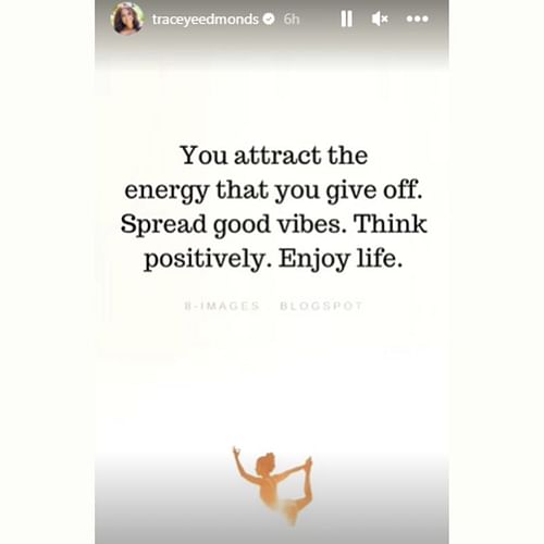 Tracey Edmonds' status on life and positivity