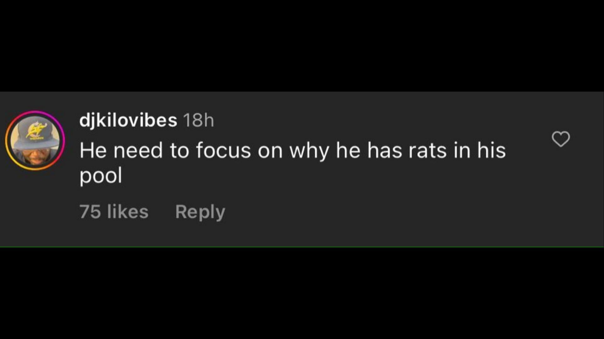 Screenshot of an Internet user remarking on Prince Jr.&#039;s videos holding a rat named &quot;Gunna.&quot; (Photo via @theshaderoom/Instagram)