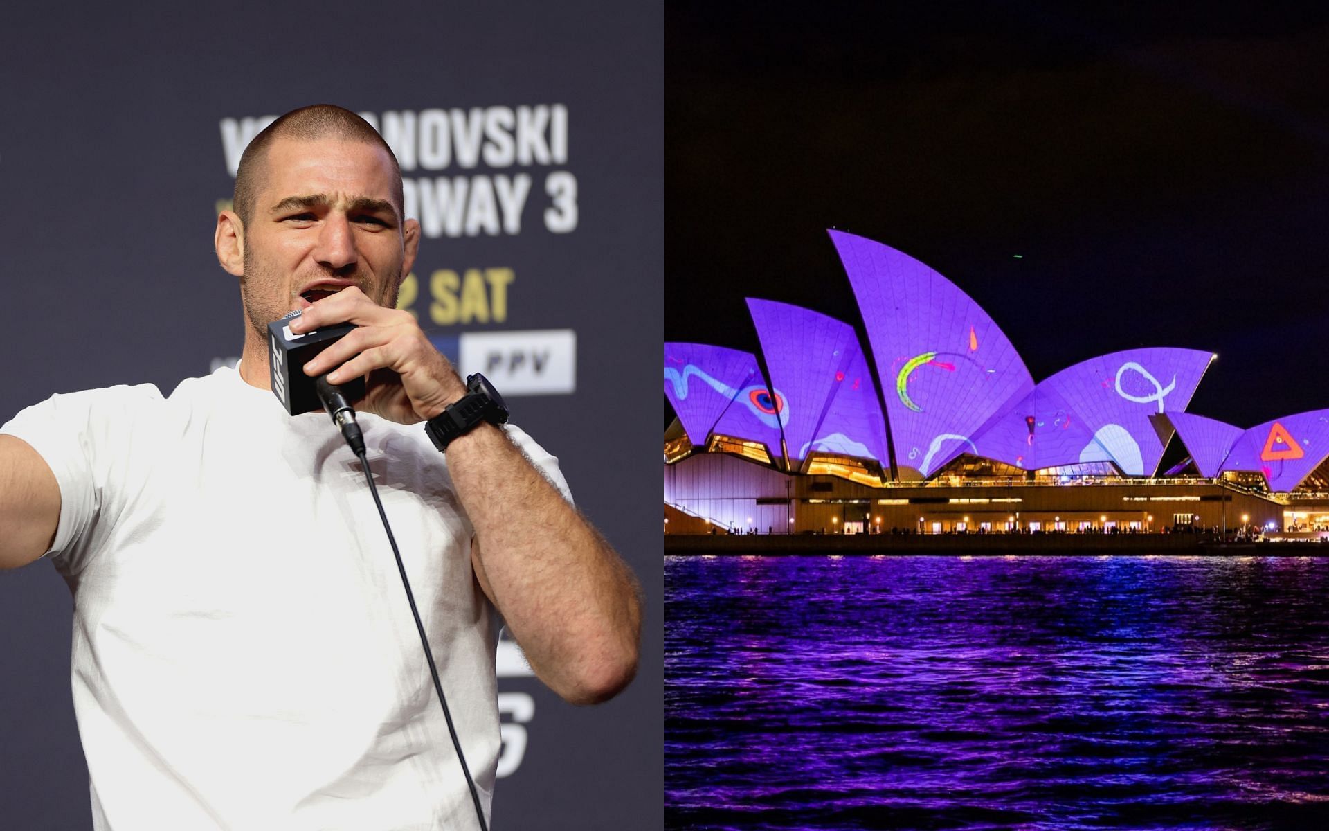 Sean Strickland (Left), Sydney Opera House (Right) [Image courtesy: Getty, @sydneyoperahouse on Instagram]