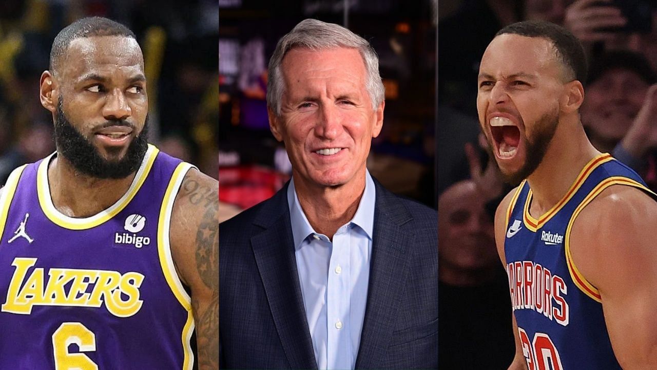 LeBron James, Mike Breen and Steph Curry