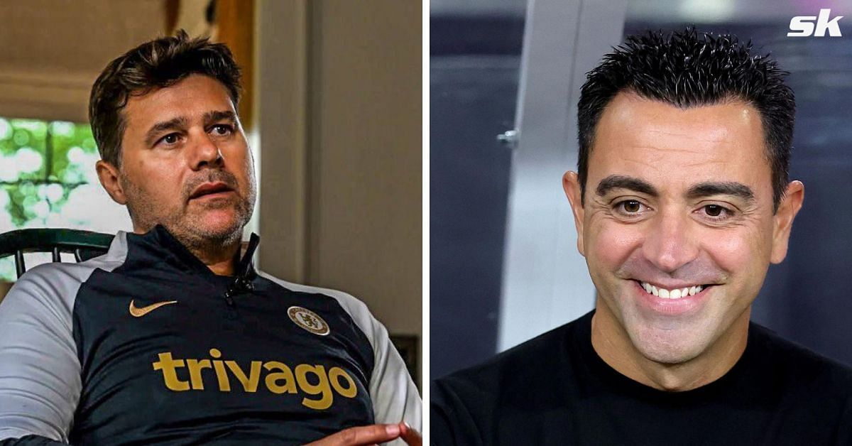 Chelsea manager Maurico Pochettino (left), Barcelona boss Xavier Hernandez