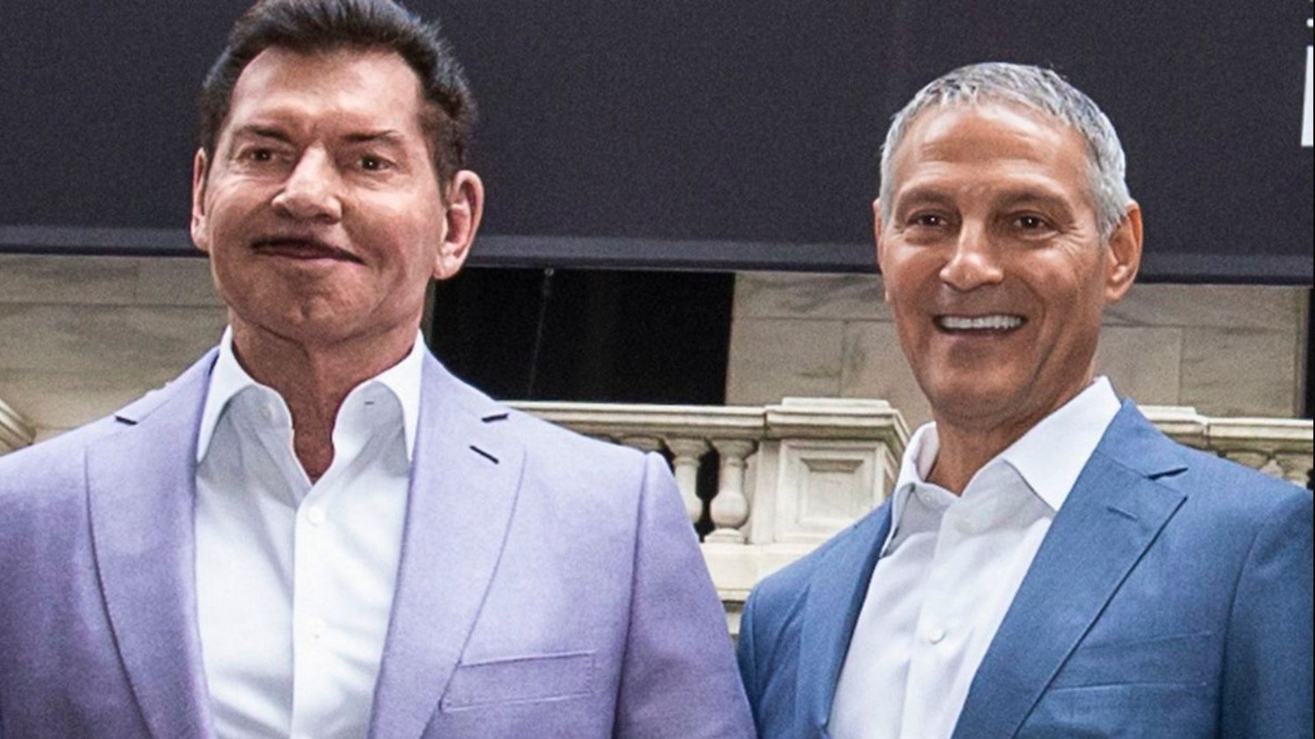 Ari Emanuel and Vince McMahon during the UFC-WWE merger on September 12, 2023