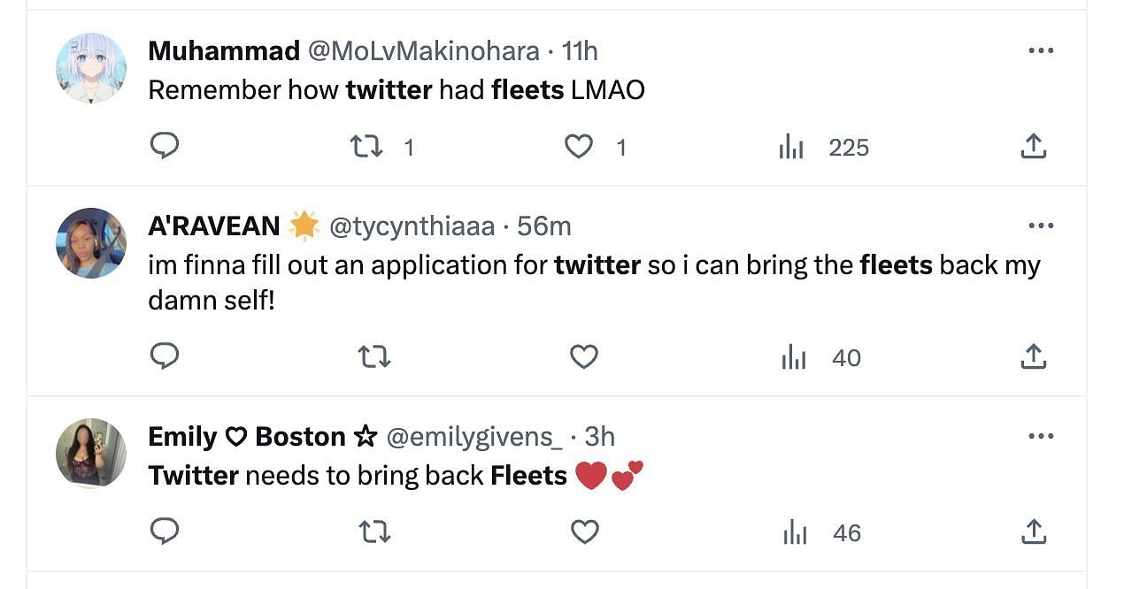Social media users demanded the comeback of Fleets as Twitter announced that the platform would be discontinuing another feature. (Image via Twitter)