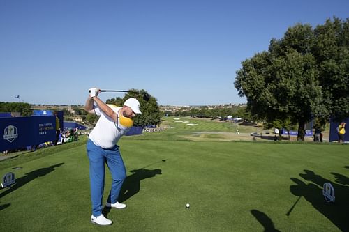 Shane Lowry taking swings at the Ryder Cup