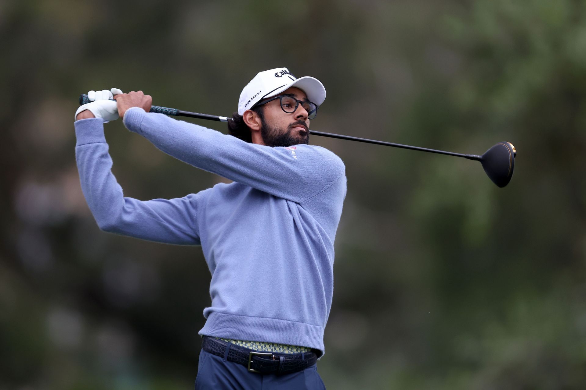 Akshay Bhatia plays his shot from the 12th tee during the second round of the 2023 Fortinet Championship