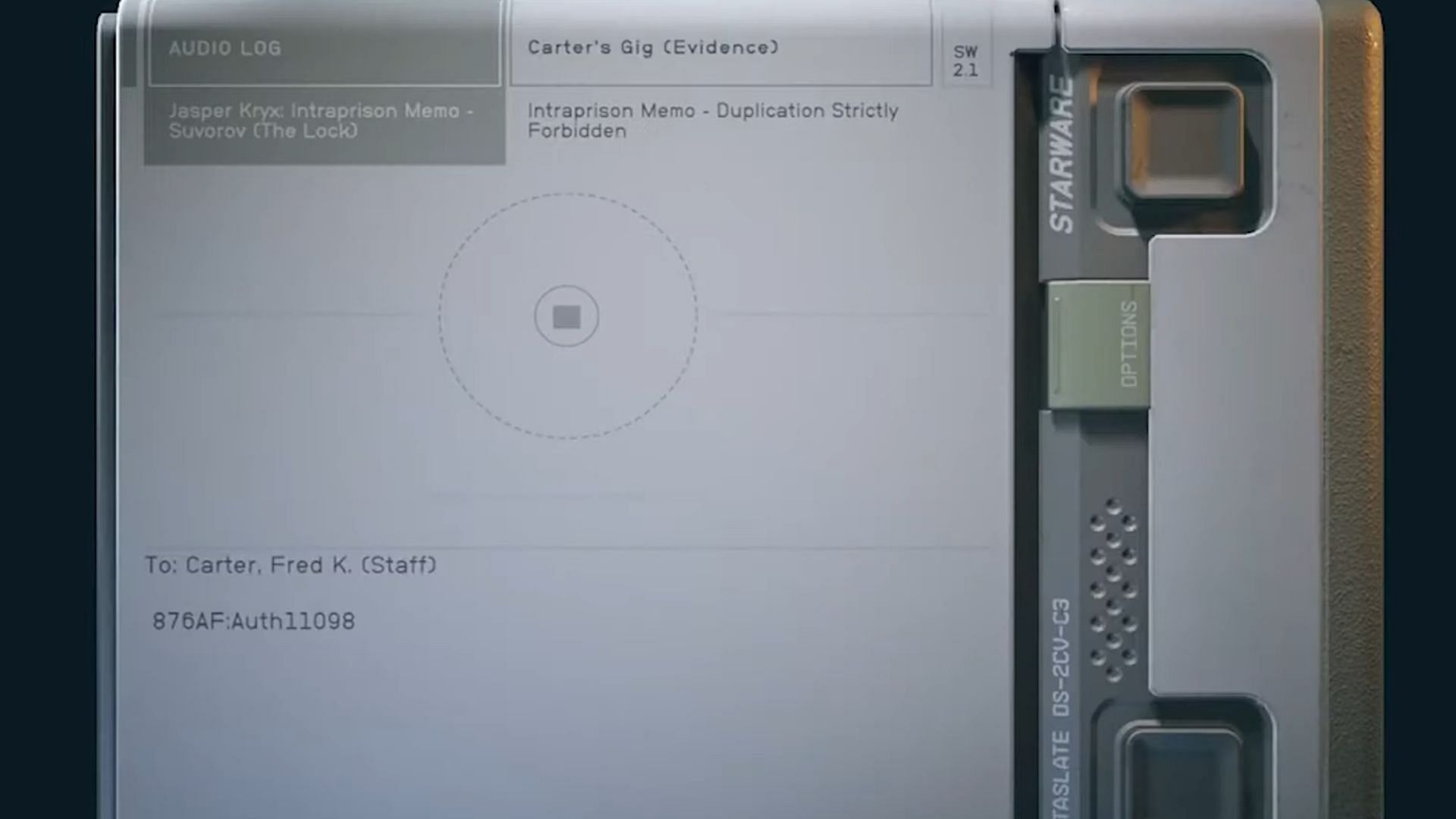 Carter&#039;s Gig Evidence in Starfield (Image via Bethesda)