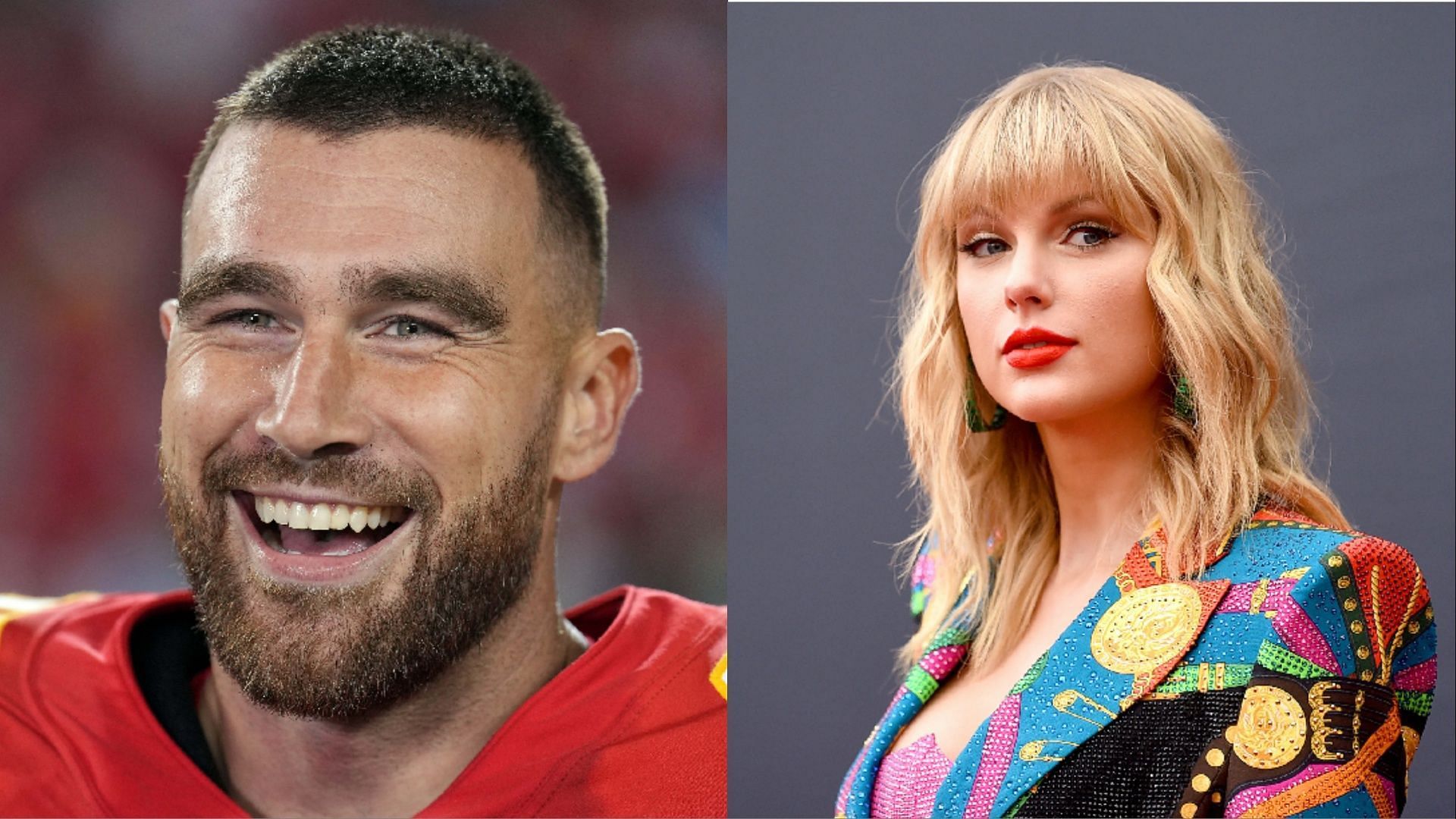 Travis Kelce and Taylor Swift. (Photos via Getty Images)