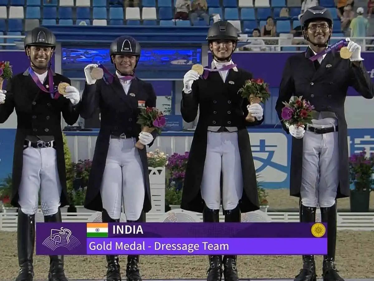 India won a historic gold in the equestrian dressage event at the Asian Games 