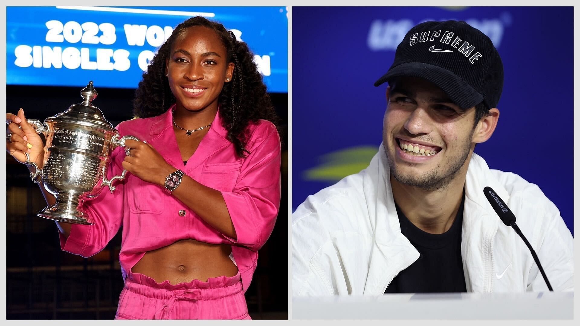 Coco Gauff (L) and Carlos Alcaraz (R)