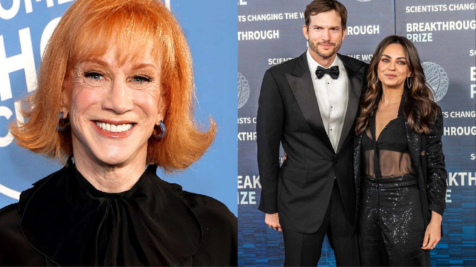 Kathy Griffin, Ashton Kutcher and Mila Kunis. (Photo via Getty Images)