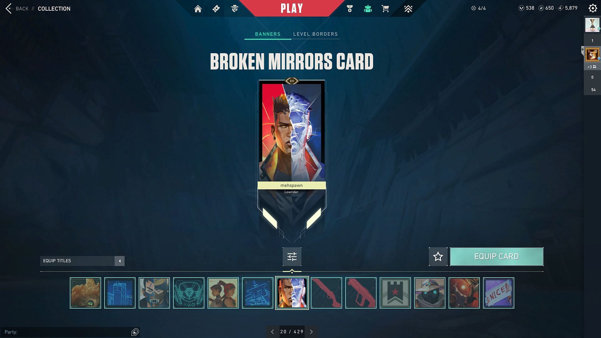 The Broken Mirrors Player Card (Image via Riot Games)