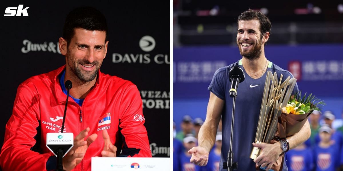 Novak Djokovic congratulates Karen Khachanov on Zhuhai Championships victory