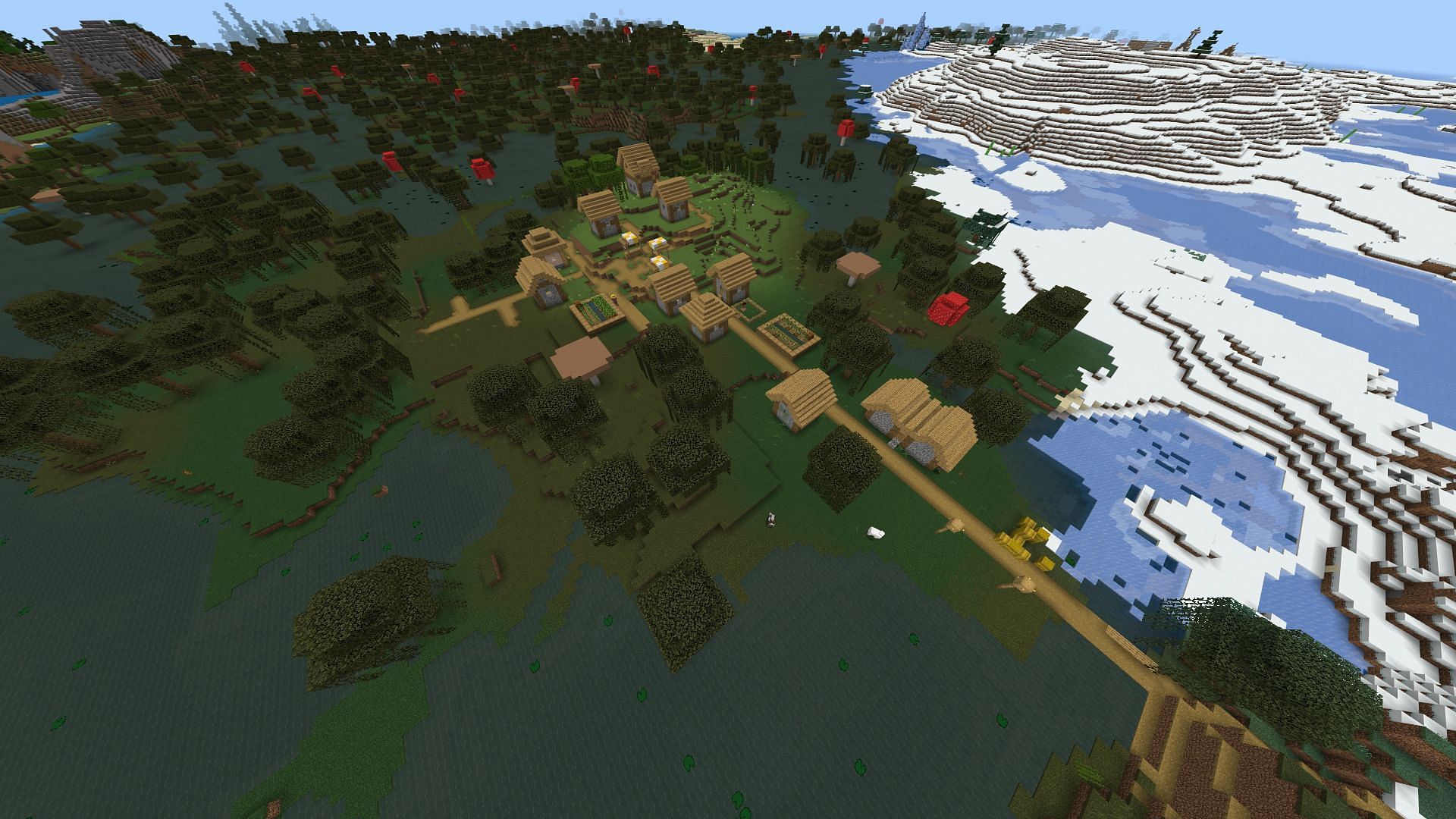 Swamp villages don&#039;t naturally generate in Minecraft, but this seed offers a close facsimile (Image via YourLocalKnight/Reddit)